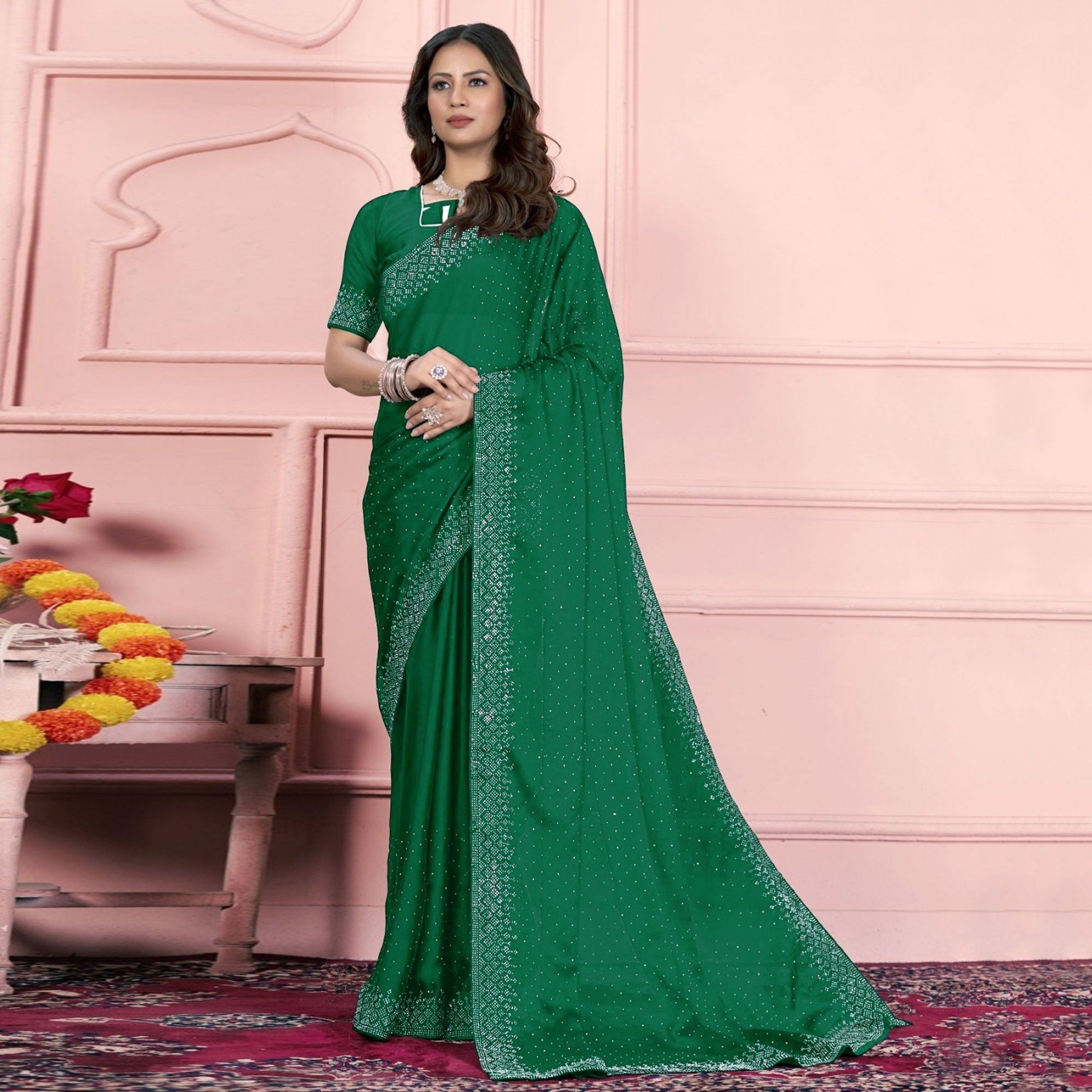 green-swarovski-work-satin-saree