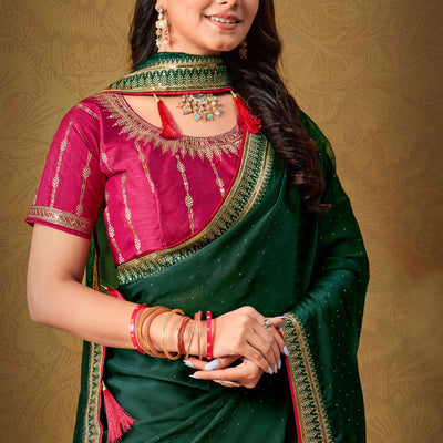 green-swarovski-work-satin-saree-with-designer-border