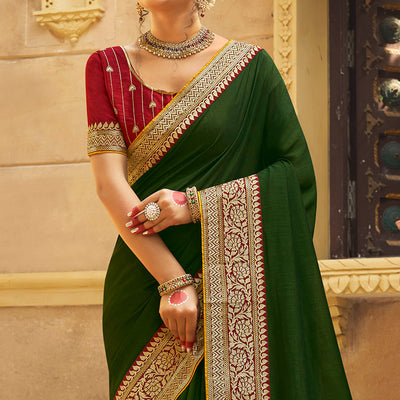 green-solid-with-embroidered-border-vichitra-silk-saree