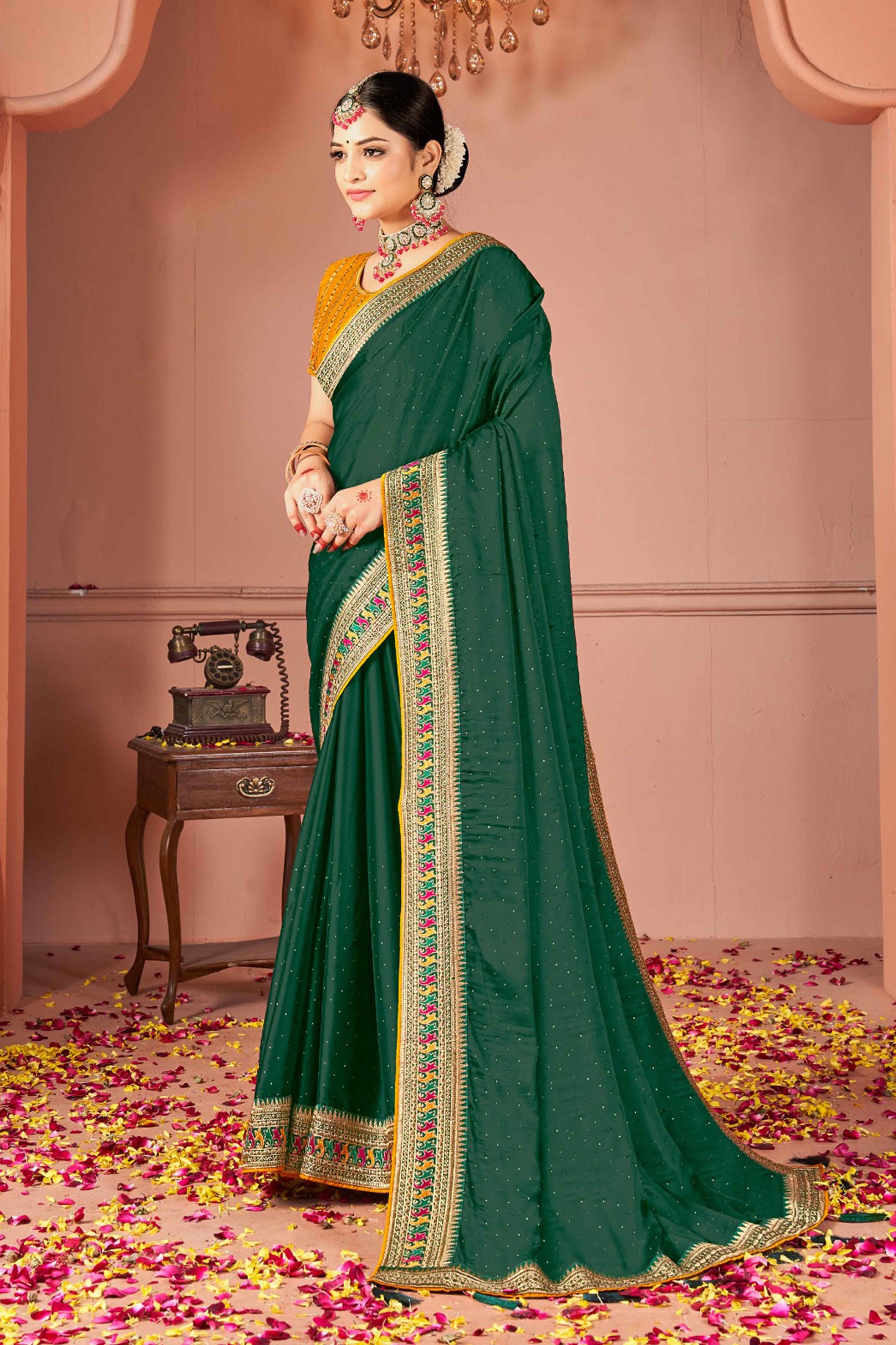 green-swarovski-work-satin-rangoli-saree-with-embroidered-border