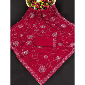 Cherry Red Swarovski Work Georgette Saree