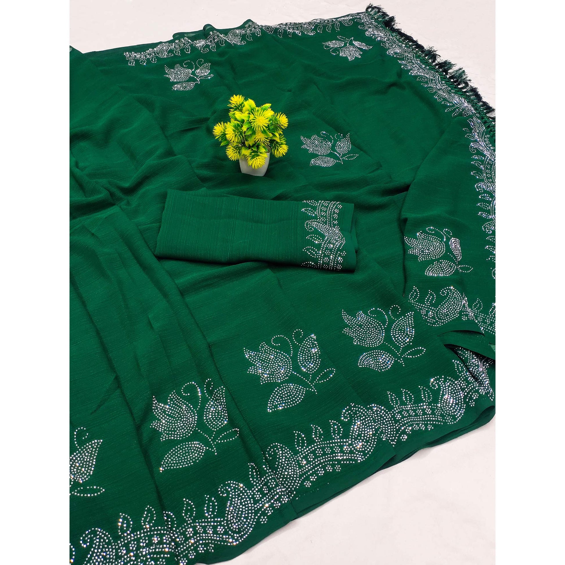 green-floral-swarovski-work-georegette-saree-with-tassels