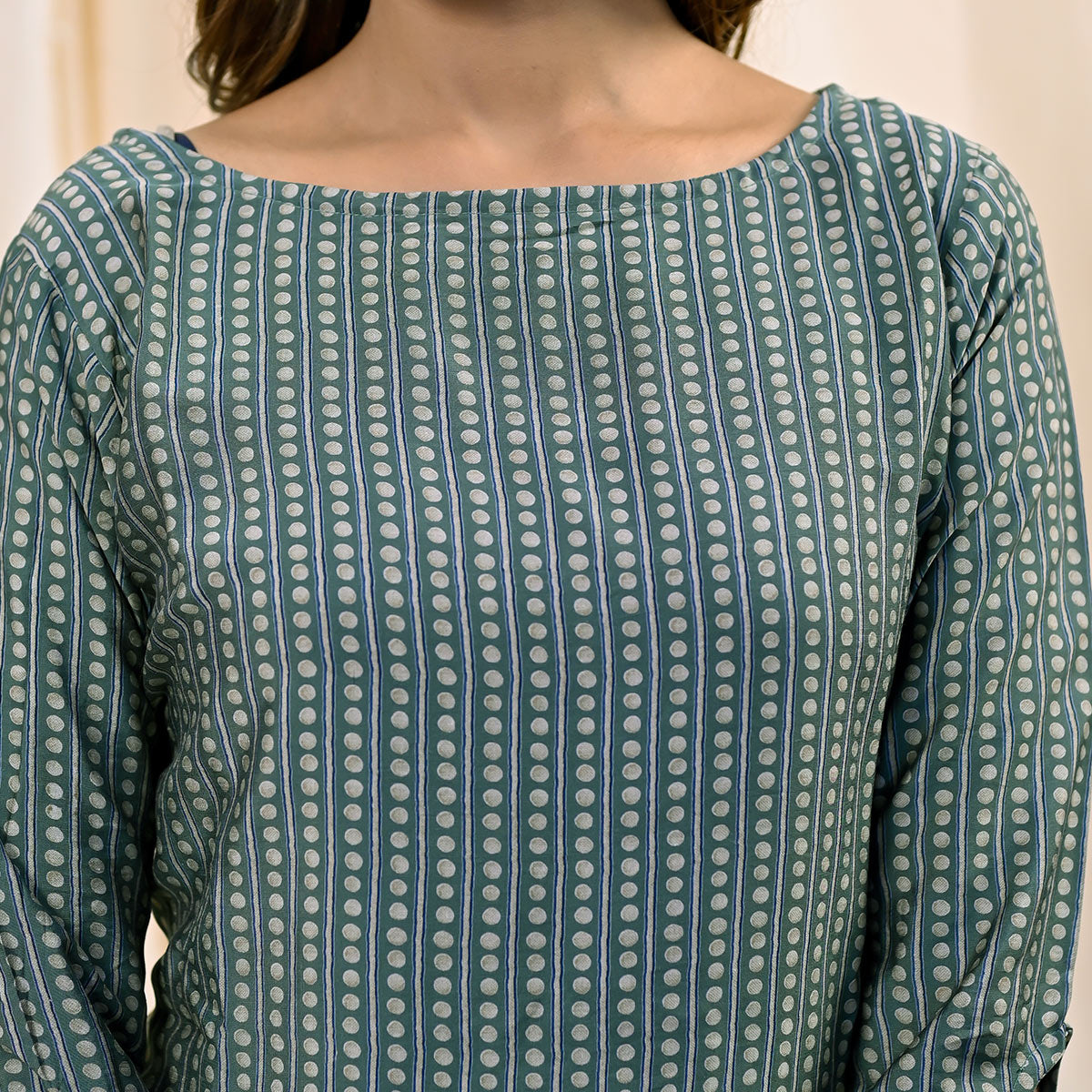 Light Green Printed Chanderi Top