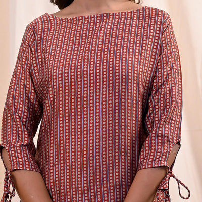 Brown Printed Chanderi Top