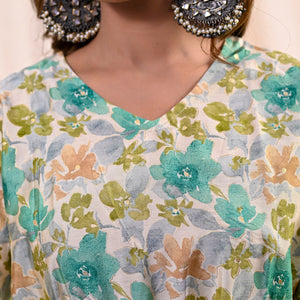 green-floral-foil-printed-chanderi-top-bottom-set-with-belt