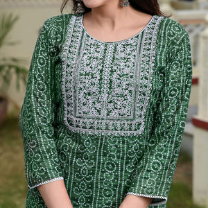 green-foil-bandhani-printed-with-embroidered-rayon-kurti