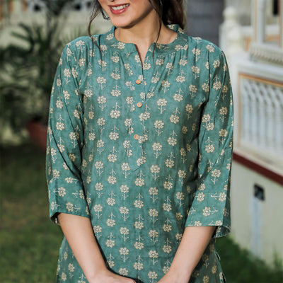 green-floral-foil-printed-chanderi-top