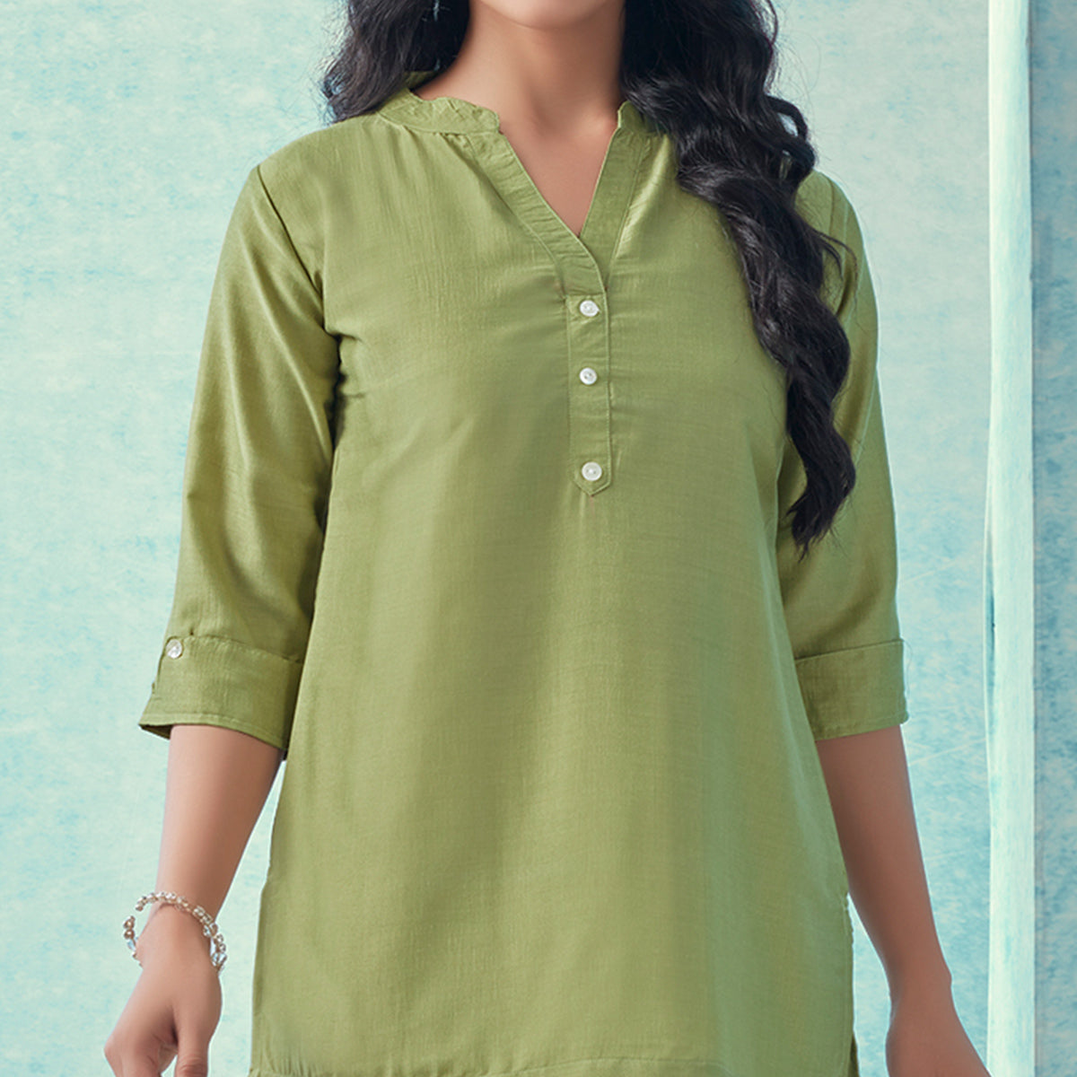 green-solid-cotton-blend-top