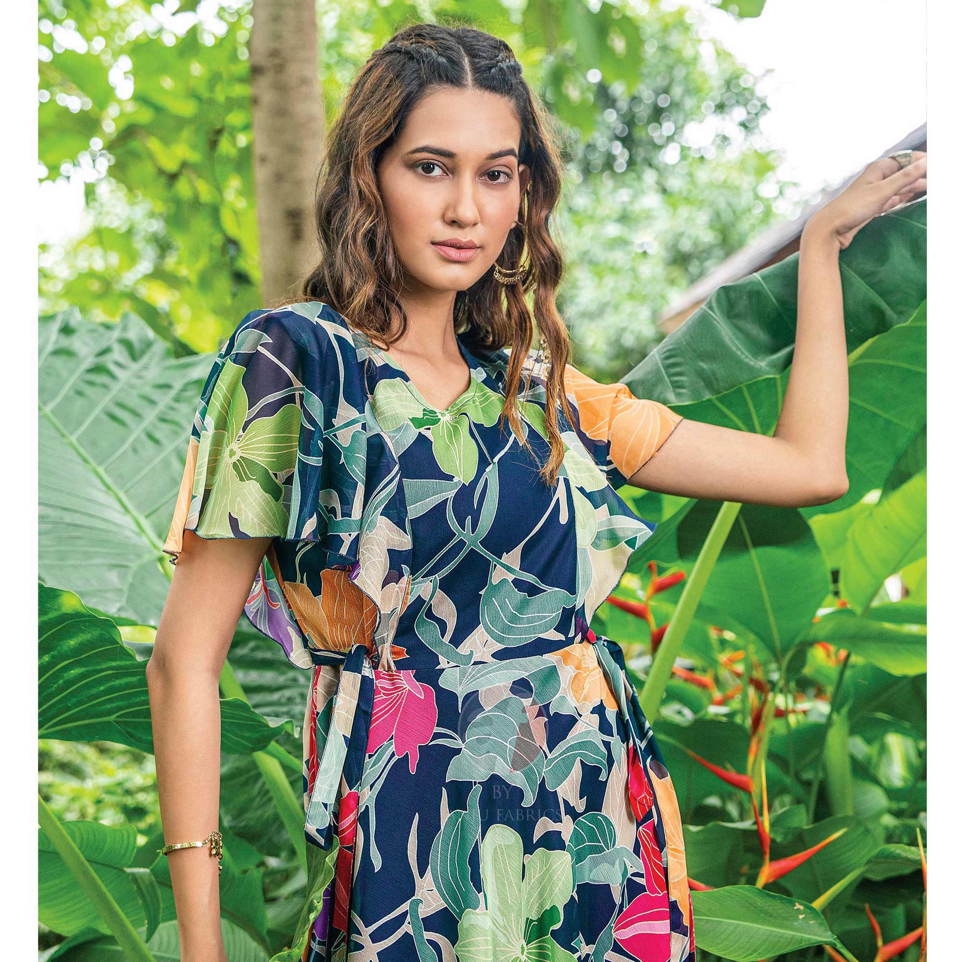 Multicolor Floral Printed A-Line Chiffon Dress