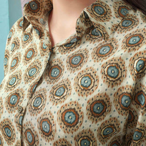 Chikoo Foil Printed Muslin Top