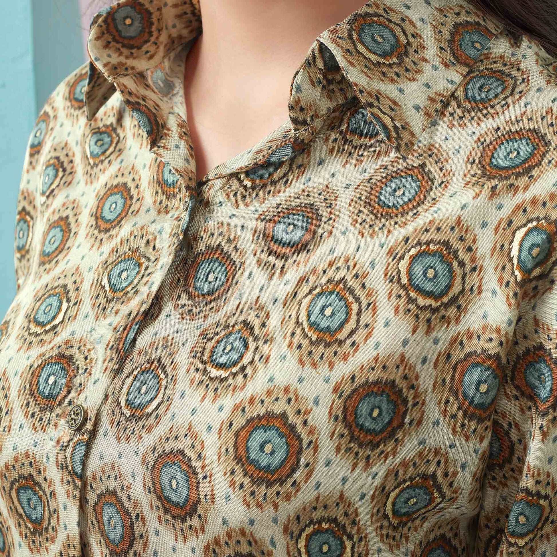 Chikoo Foil Printed Muslin Top