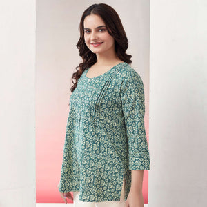 green-printed-pure-cotton-straight-top