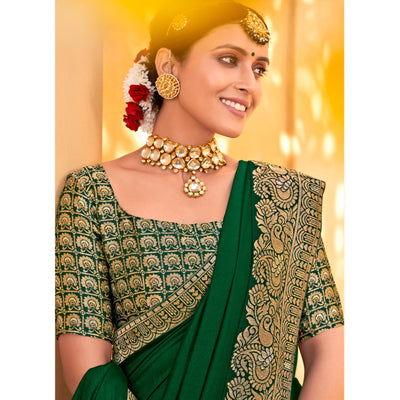 green-solid-with-jaquard-border-vichitra-silk-saree