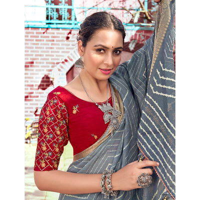grey-leheriya-printed-georgette-saree-with-jacquard-border
