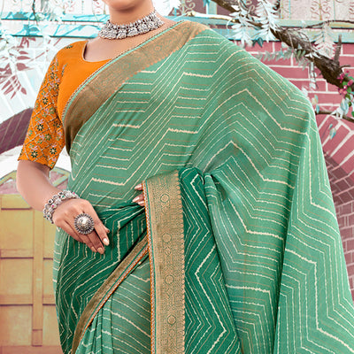 green-leheriya-printed-georgette-saree-with-jacquard-border