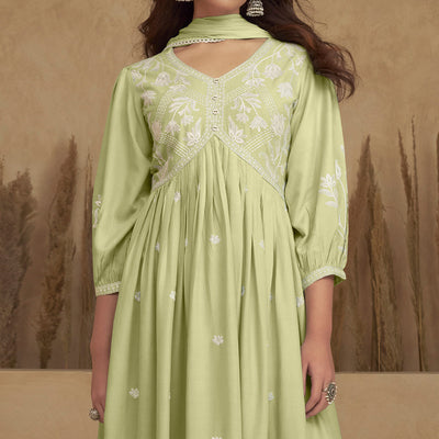 green-lucknowi-embroidered-rayon-alia-cut-suit