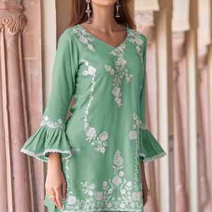 green-floral-embroidered-rayon-co-ord-set