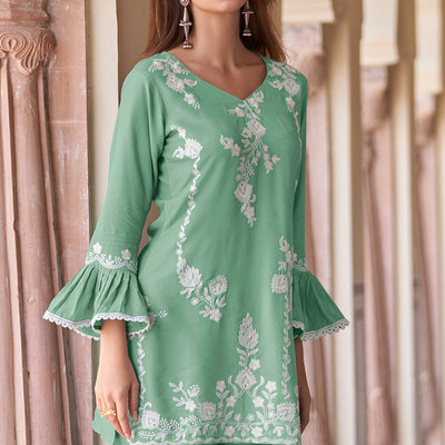 green-floral-embroidered-rayon-co-ord-set