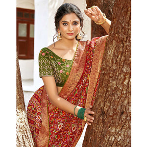Maroon Patola Printed Art Silk Saree