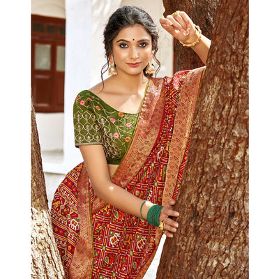 Maroon Patola Printed Art Silk Saree