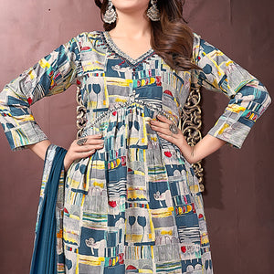 grey-teal-floral-printed-rayon-alia-cut-salwar-suit