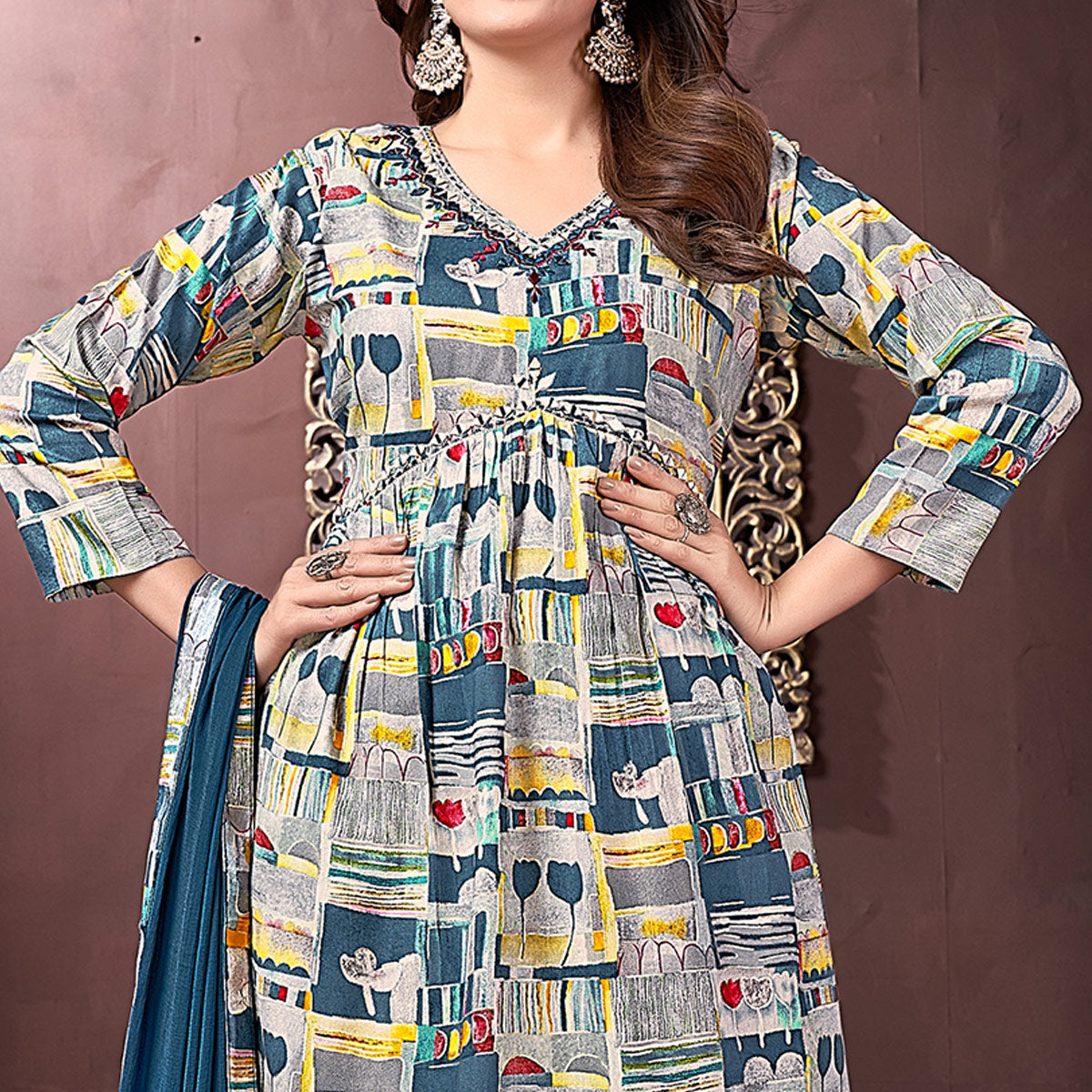 grey-teal-floral-printed-rayon-alia-cut-salwar-suit