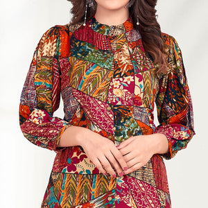 Multicolor Foil Printed Rayon Co Ord Set