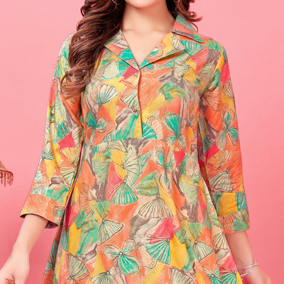 Multicolor Floral Printed Rayon Co Ord Set