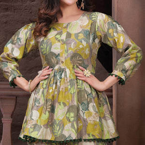 green-floral-printed-chanderi-co-ord-set