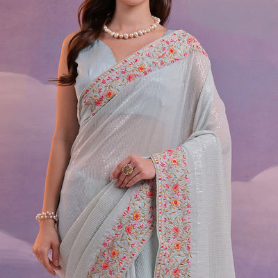 grey-floral-sequins-embroidered-georgette-saree