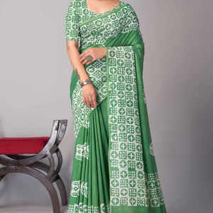 green-batik-printed-chanderi-cotton-silk-saree-7