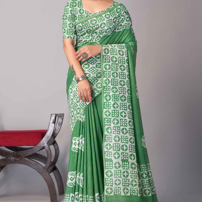 green-batik-printed-chanderi-cotton-silk-saree-7