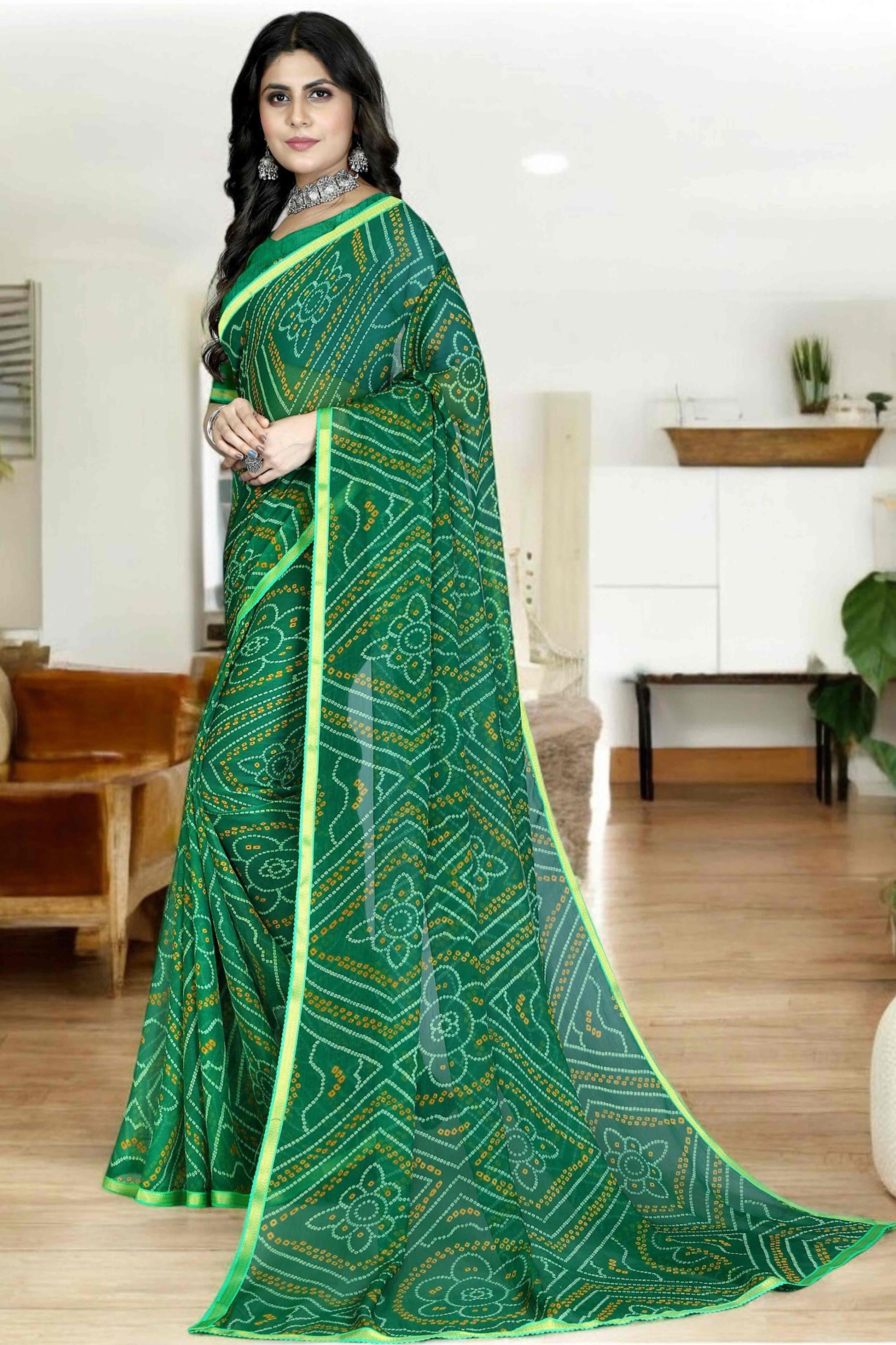 green-bandhani-printed-chiffon-saree-with-lace-border-10