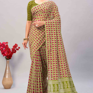 green-ajrakh-printed-cotton-blend-saree