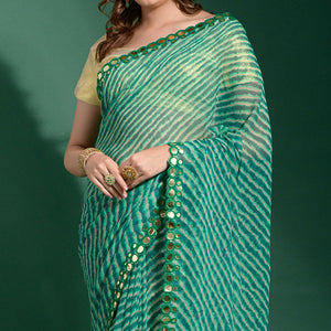 green-lehriya-printed-with-embroidered-border-chiffon-saree