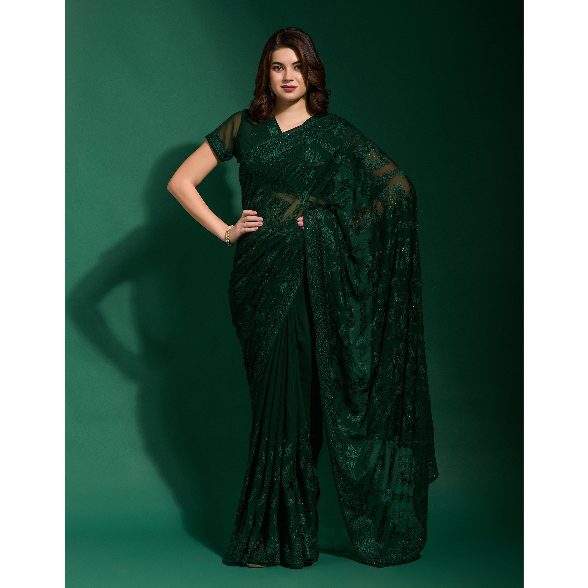 green-floral-embroidered-georgette-saree