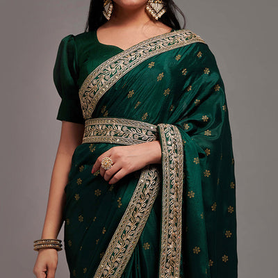 green-foil-printed-with-embroidered-border-chinon-saree