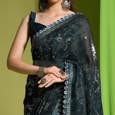 green-sequins-embroidered-georgette-saree-5