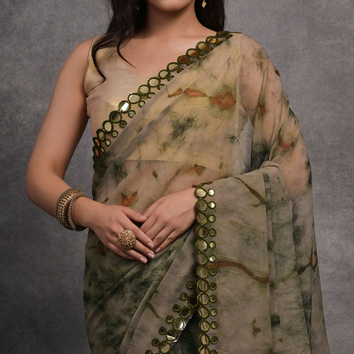 green-printed-with-mirror-work-georgette-saree