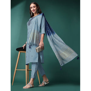 grey-embroidered-rayon-kurti-set