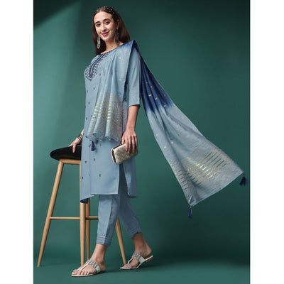 grey-embroidered-rayon-kurti-set