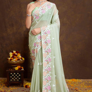 green-floral-sequins-embroidered-organza-silk-saree