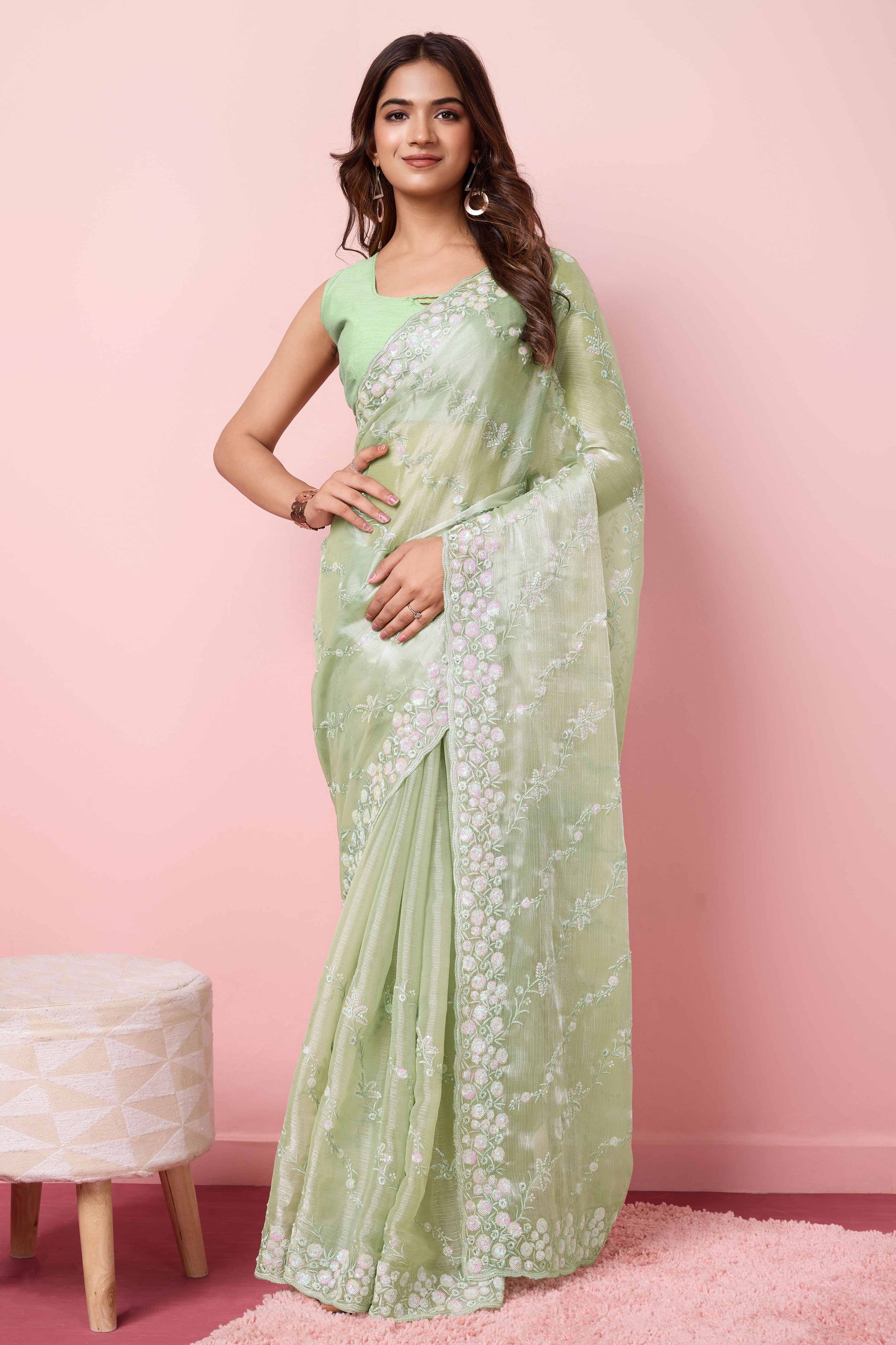 green-floral-sequins-embroidered-burberry-silk-saree