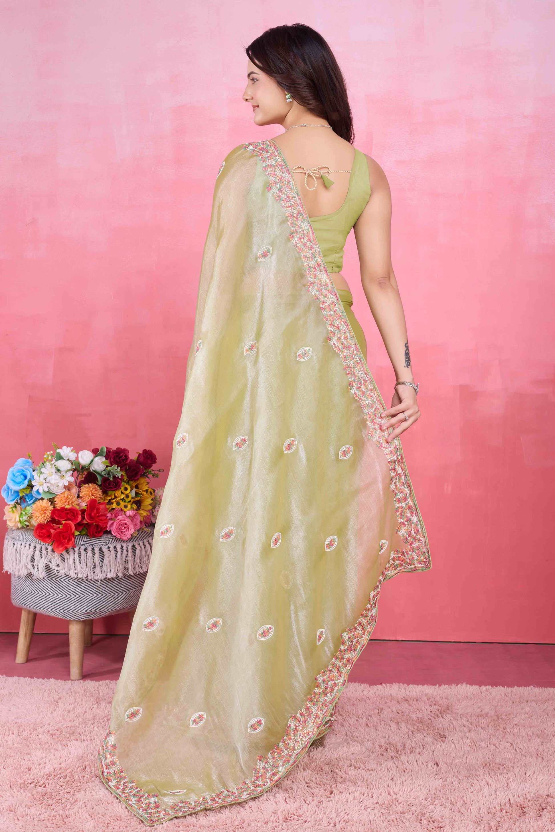 green-floral-sequins-embroidered-mulberry-silk-saree-4