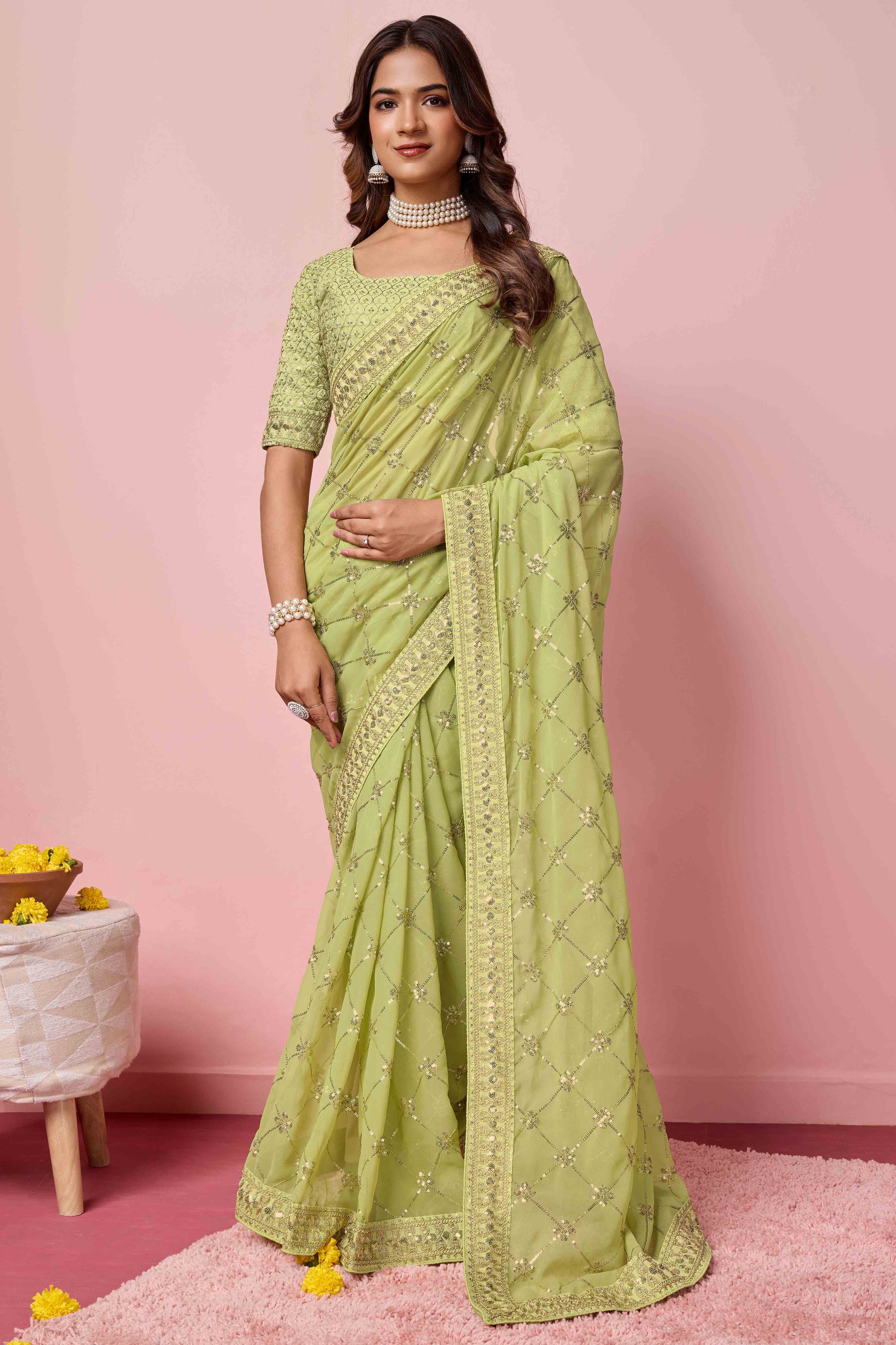 green-sequins-embroidered-georgette-saree-17