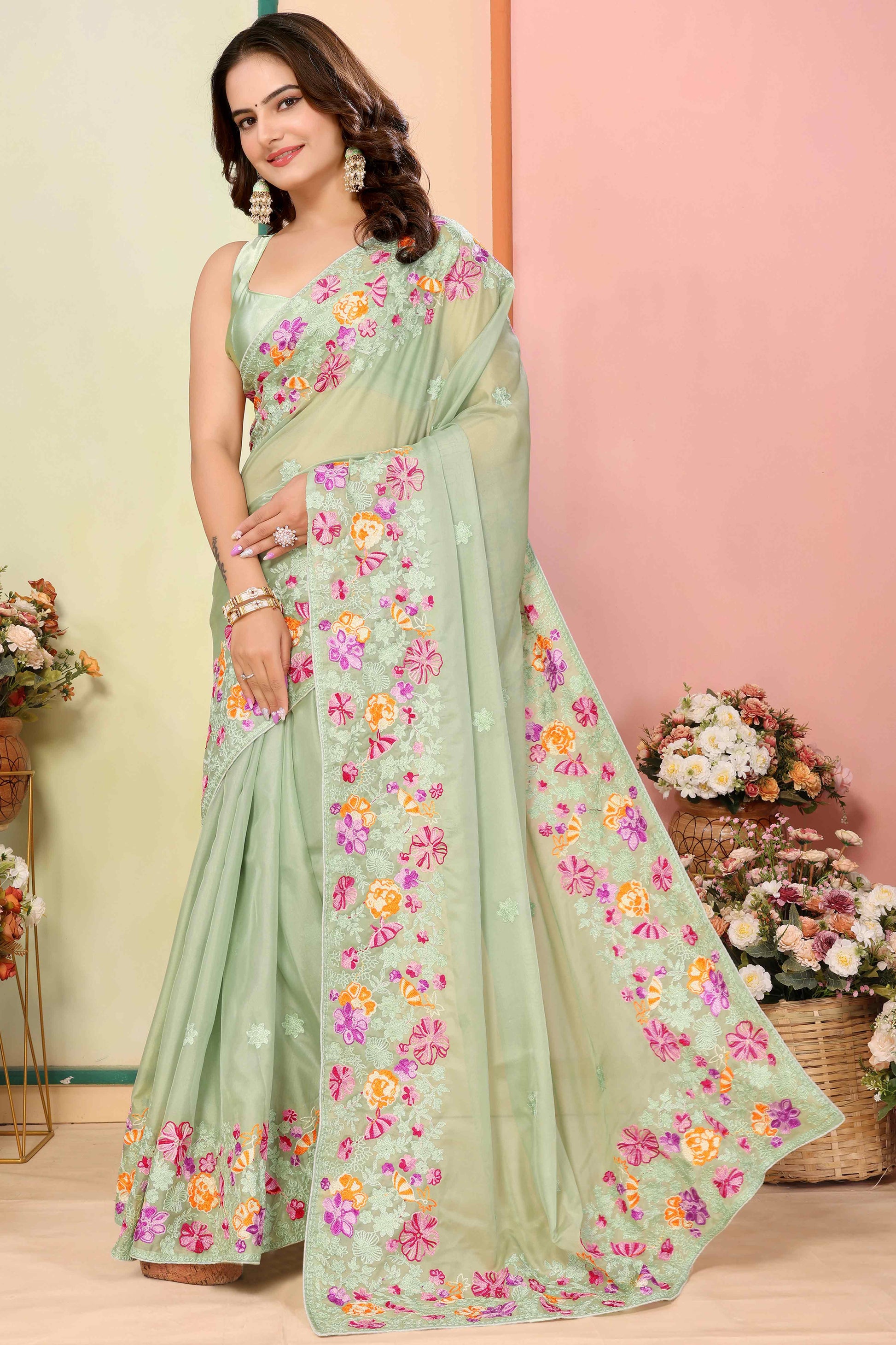 green-floral-embroidered-organza-saree-17