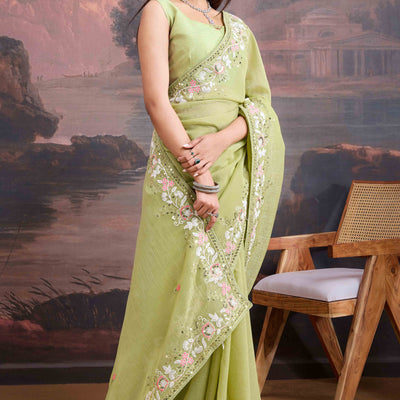 green-floral-sequins-embroidered-organza-saree-7