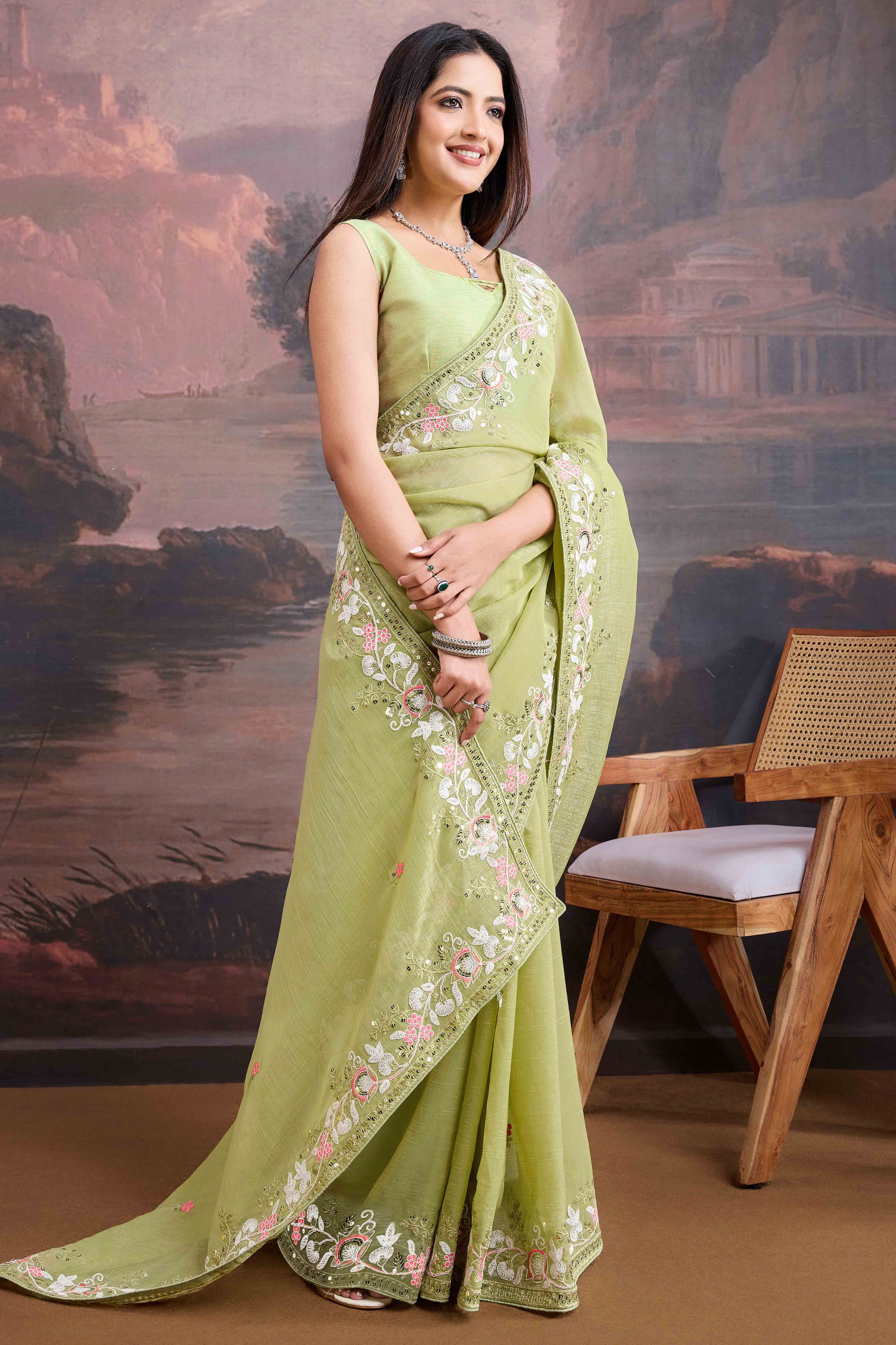 green-floral-sequins-embroidered-organza-saree-7