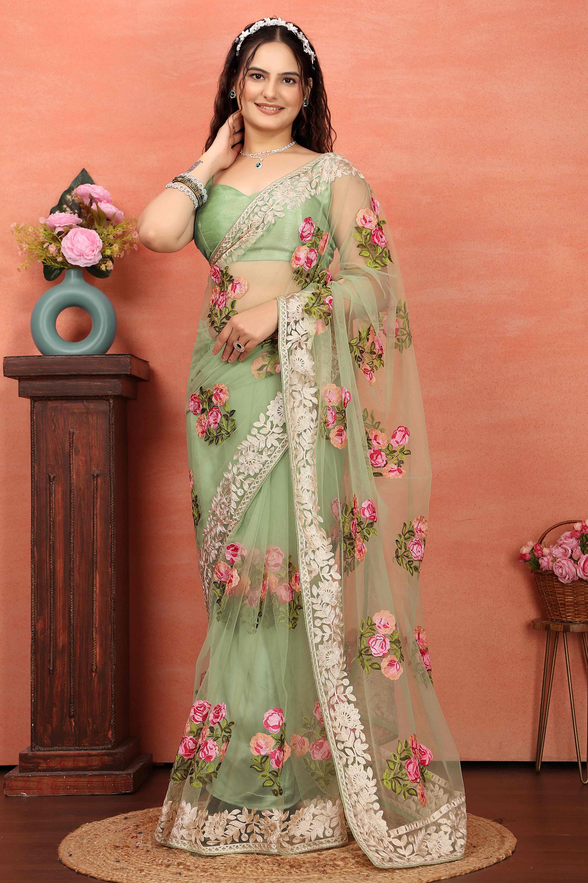 green-floral-embroidered-net-saree-8