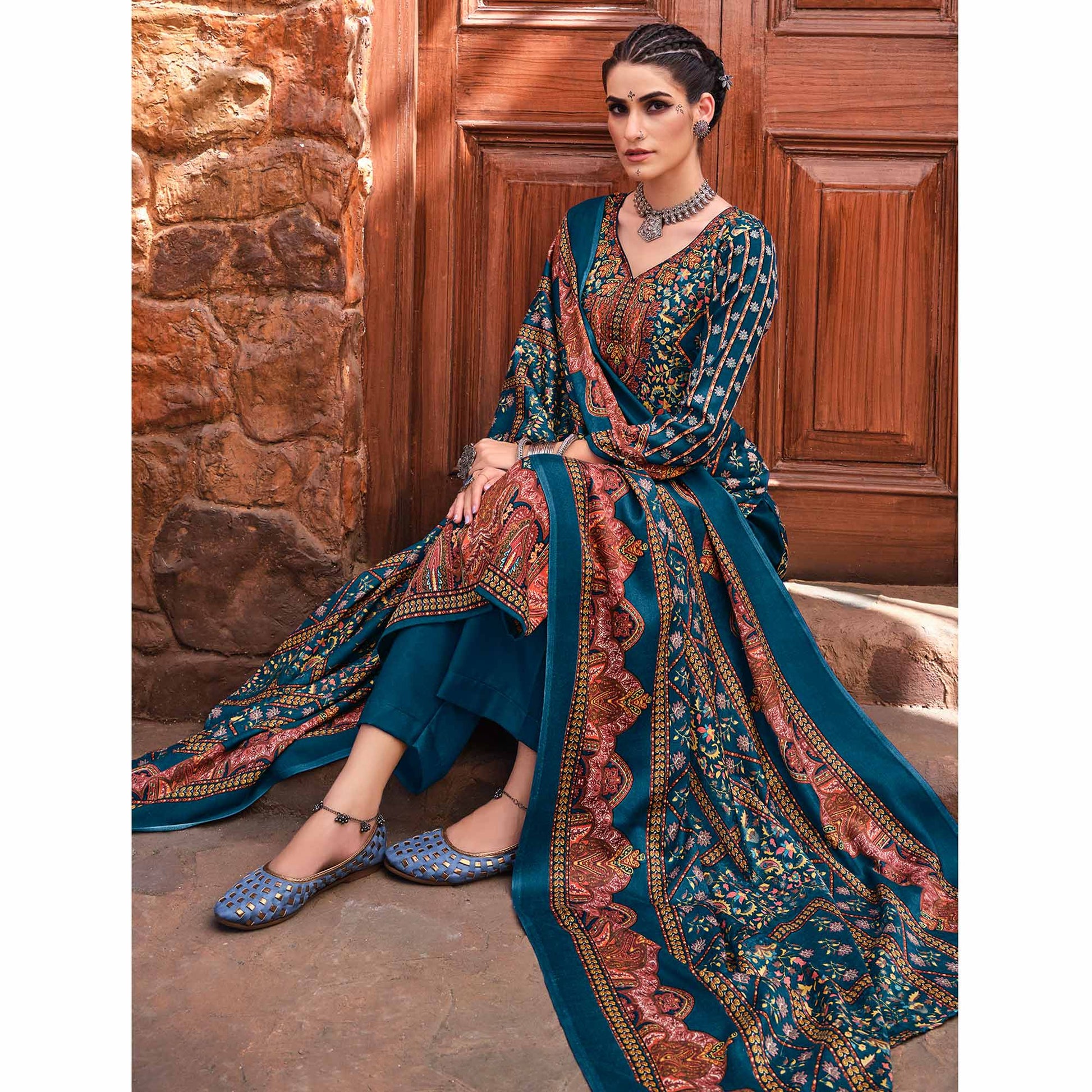 Morpich Floral Digital Printed Pashmina Salwar Suit